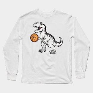 Trex Dinosaur Basketball Cute Sport Toddler Player Kids Boys Long Sleeve T-Shirt